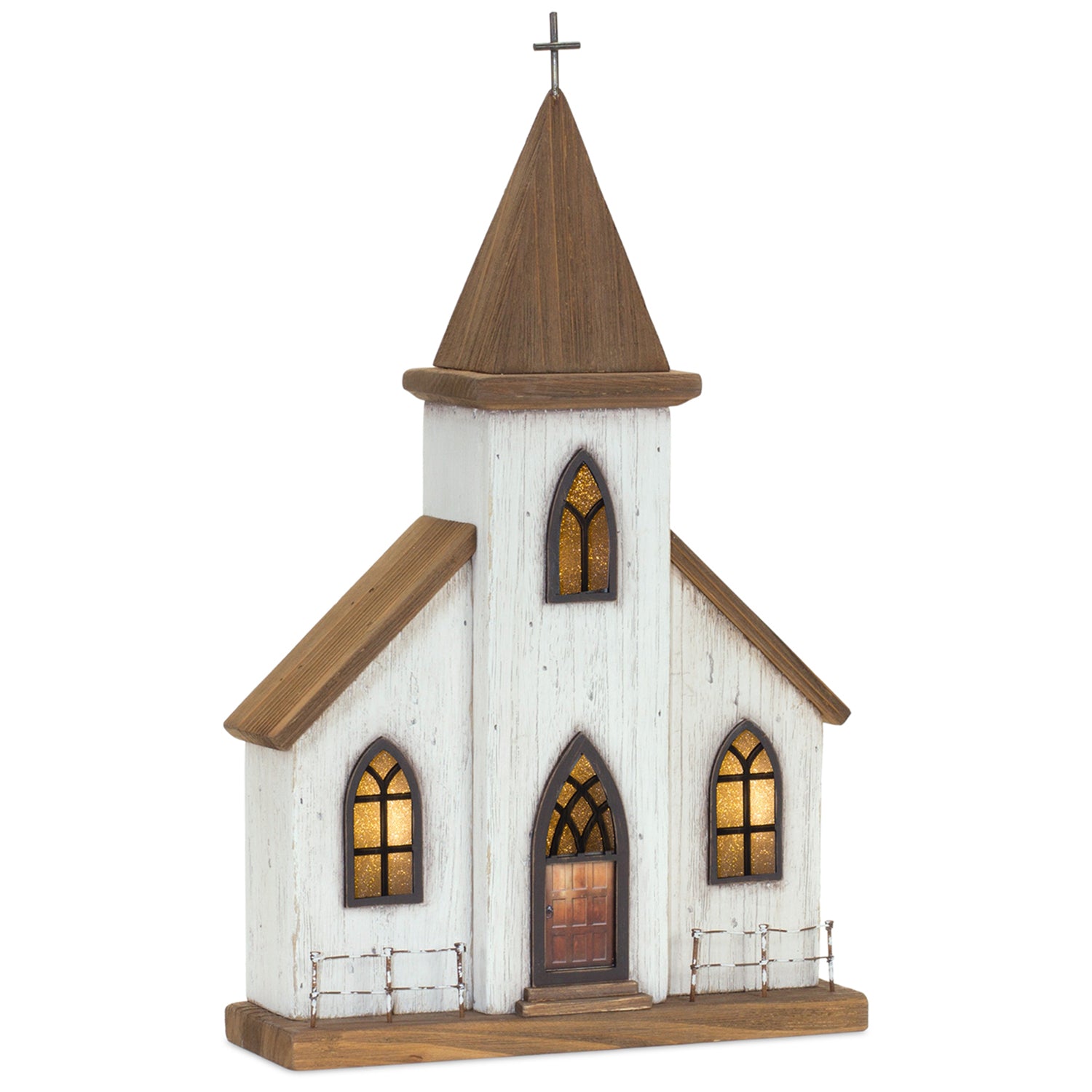 Lighted Natural Wooden Church Display