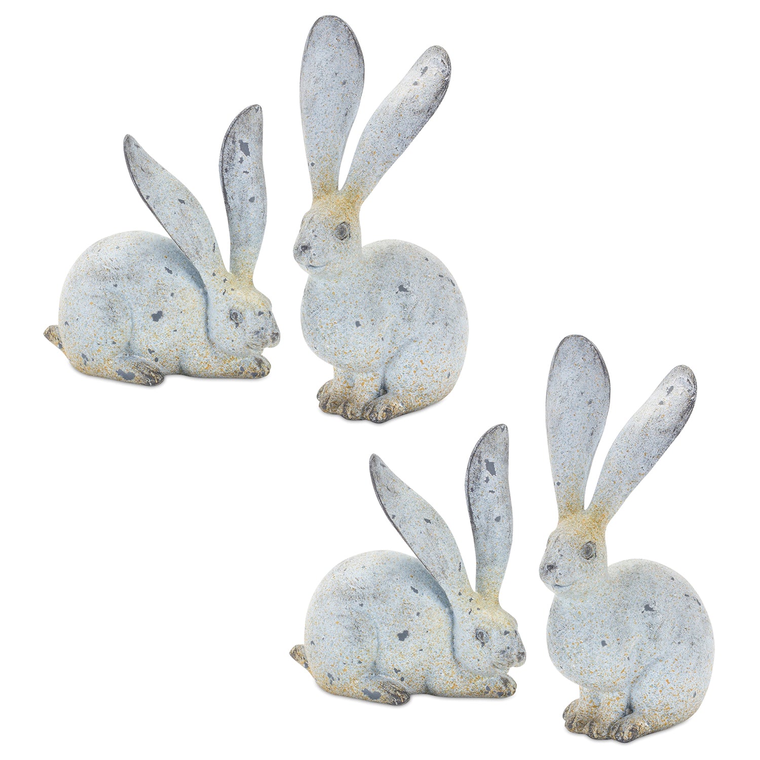 Weathered Stone Rabbit Statue Set of 4