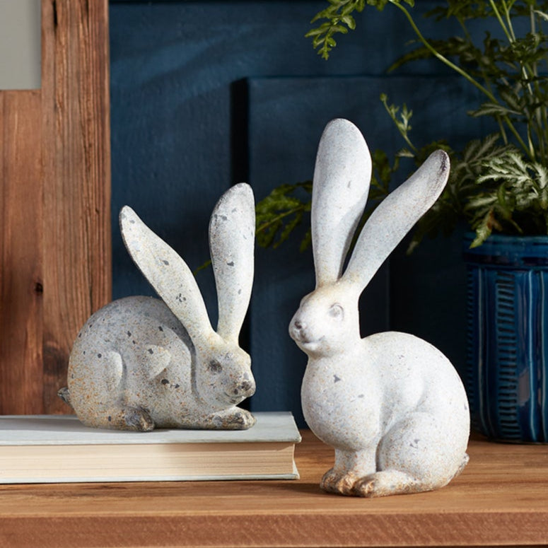 Weathered Stone Rabbit Statue Set of 4