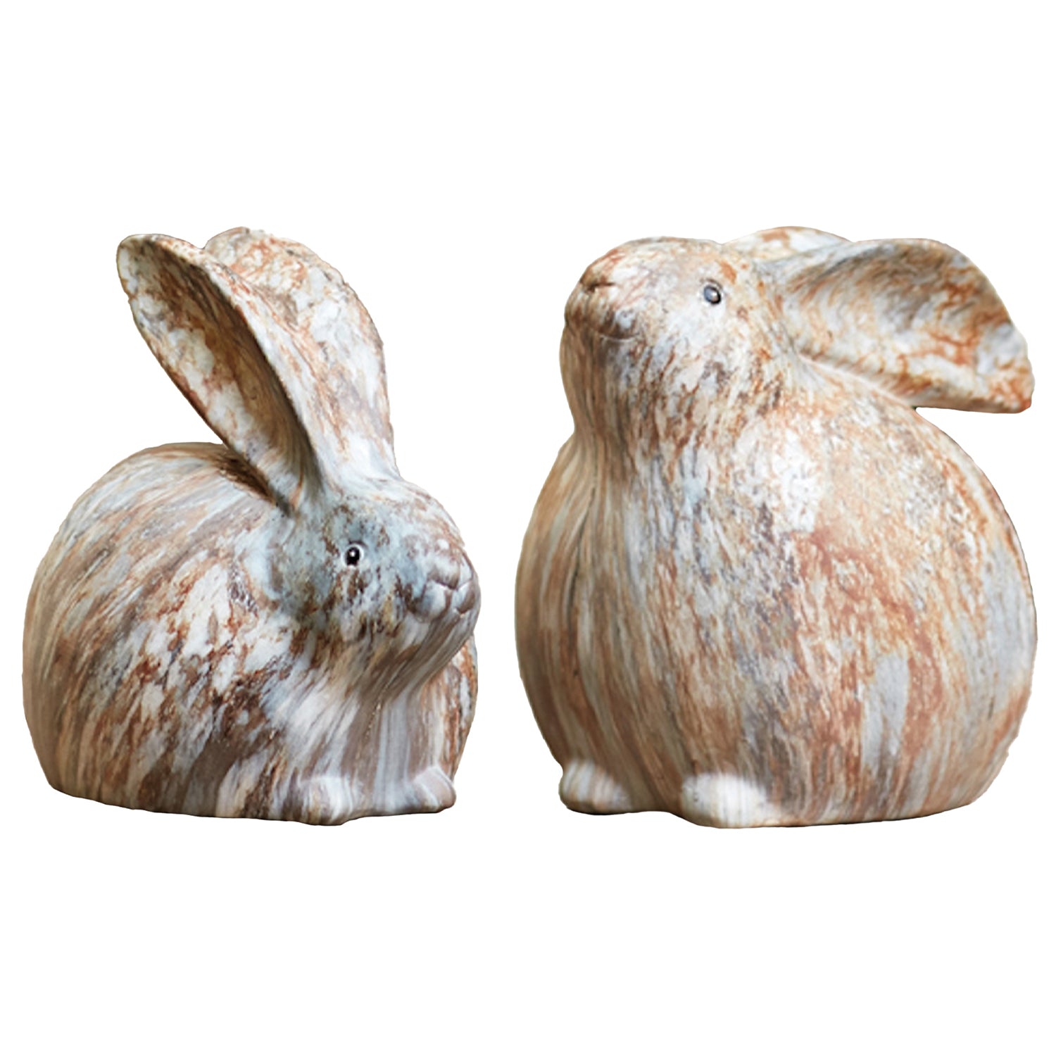 Modern Bunny Rabbit Sculpture Set of 2