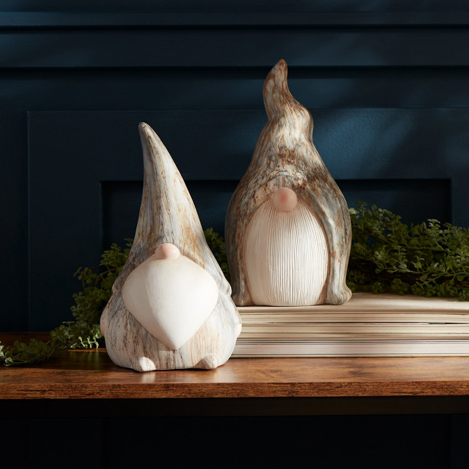 Modern Terra Cotta Gnome Sculpture Set of 2