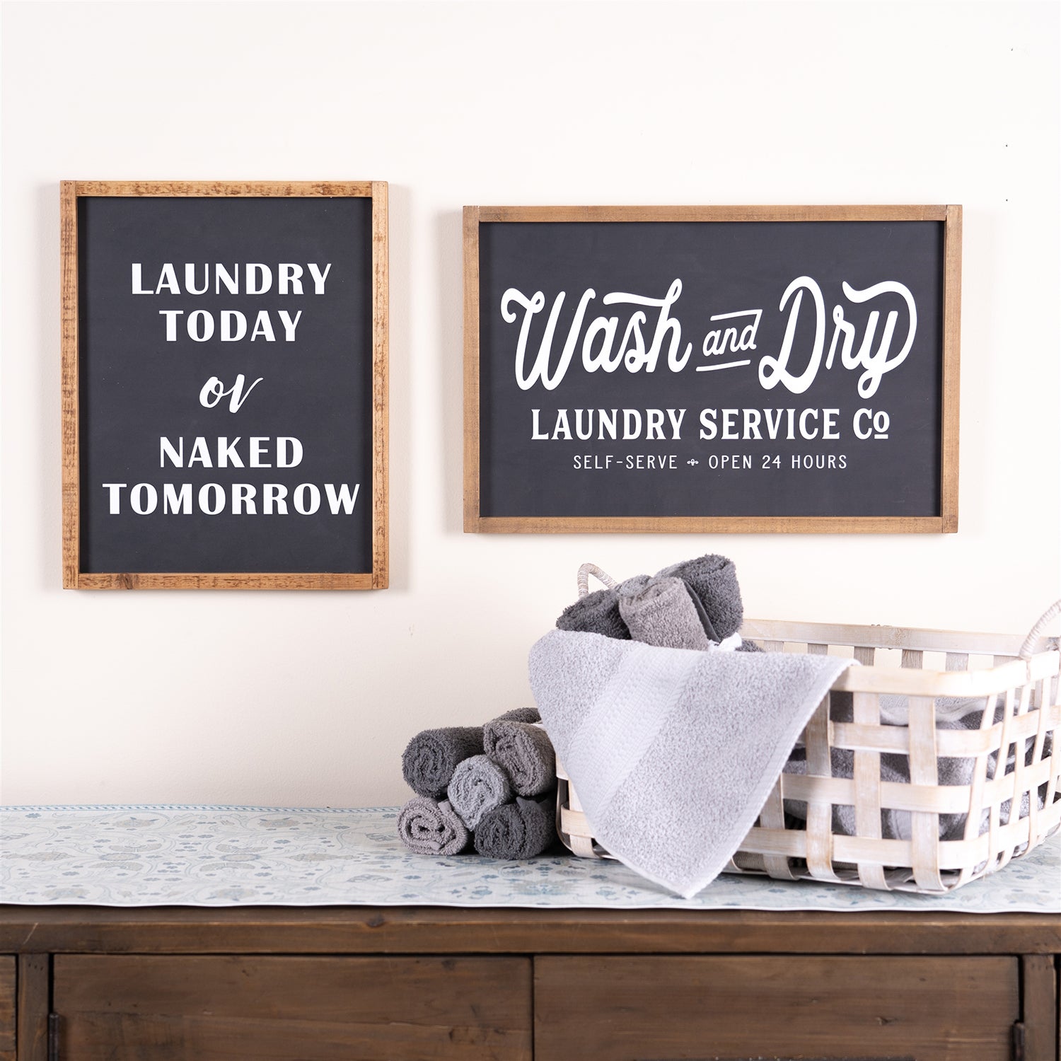 Wood Laundry Wash & Dry Sentiment Sign