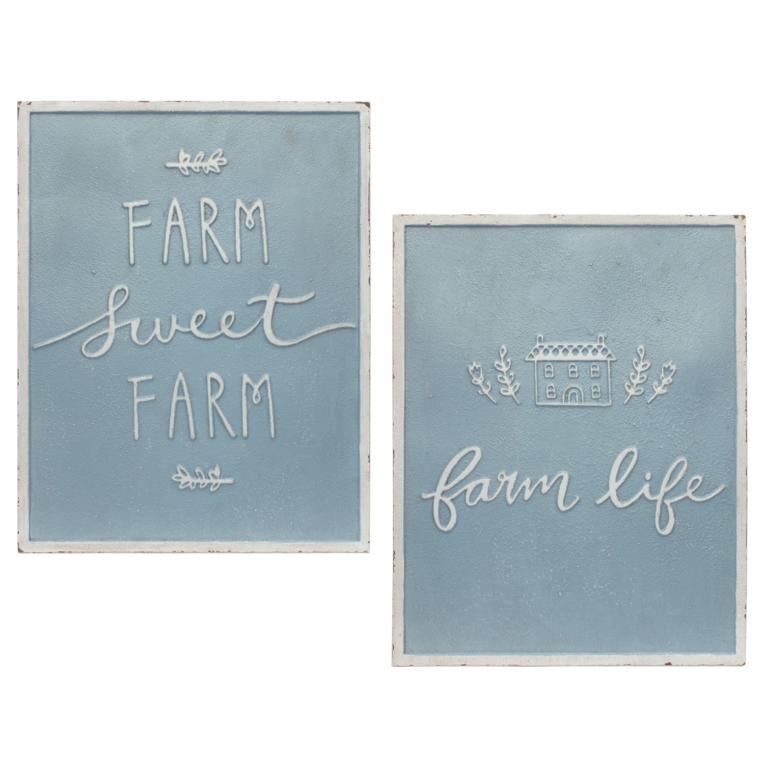Metal Farm Life Sentiment Sign Set of 2