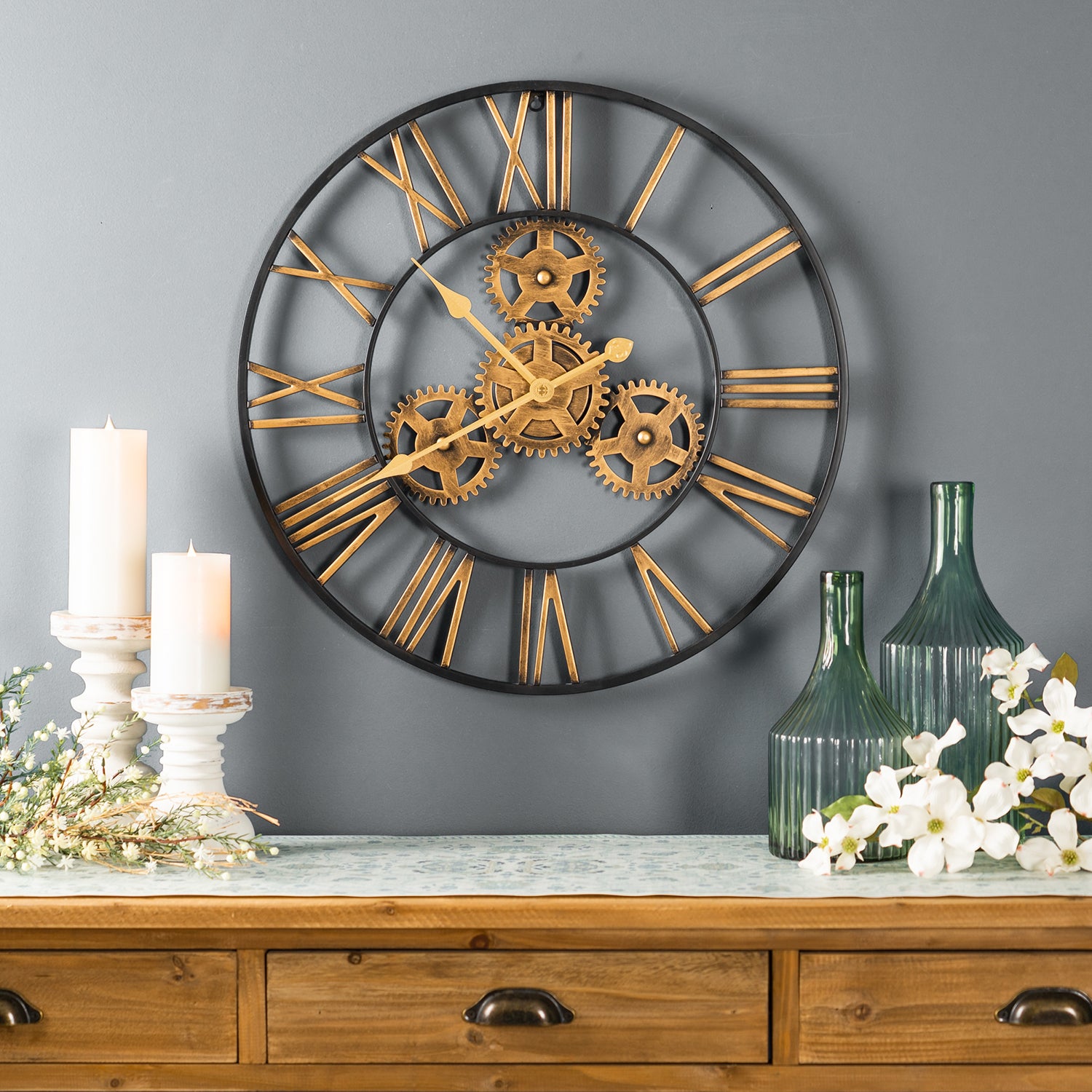 Industrial Iron Gears Wall Clock
