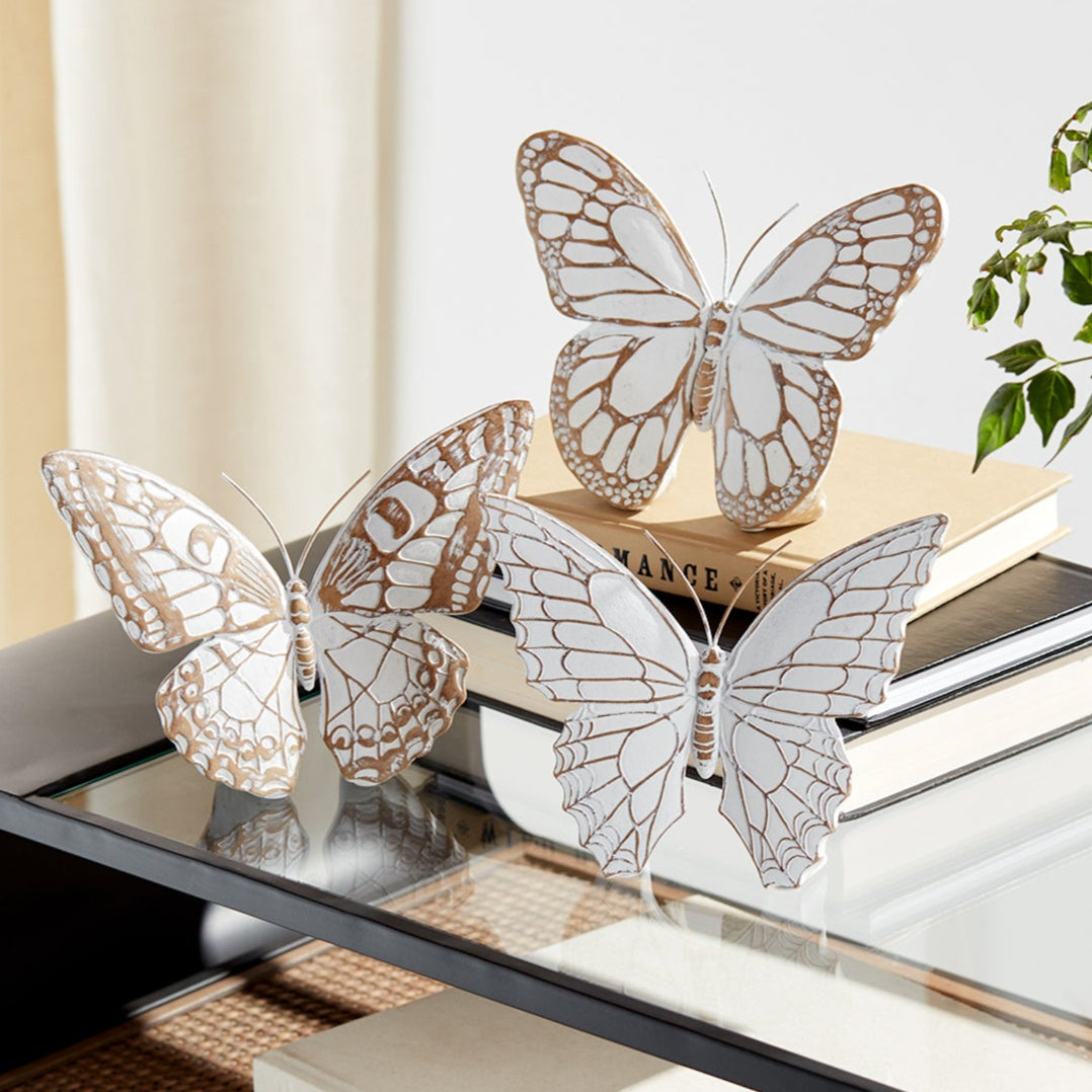 Stone Butterfly Shelf Sitter Set of 3