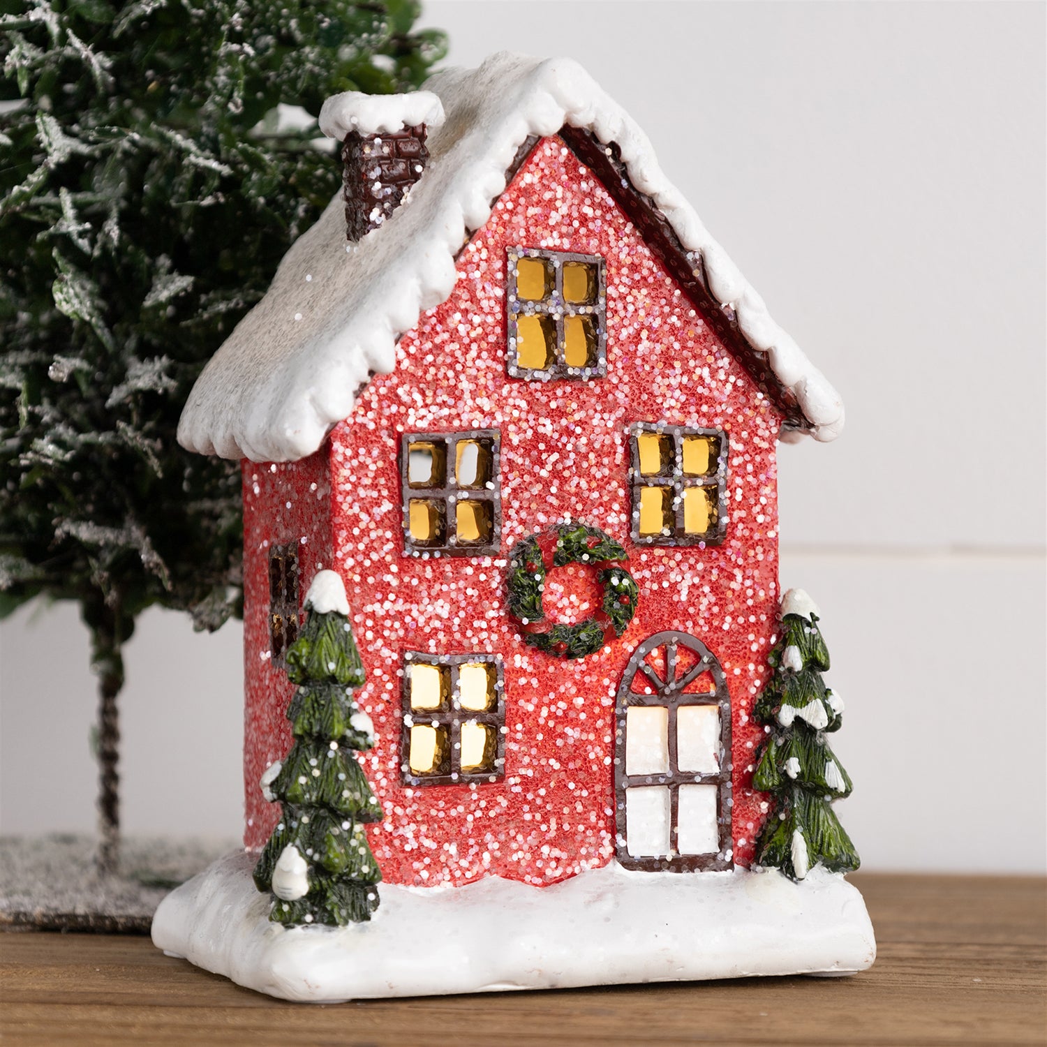 Lighted Winter Village Houses Set of 2