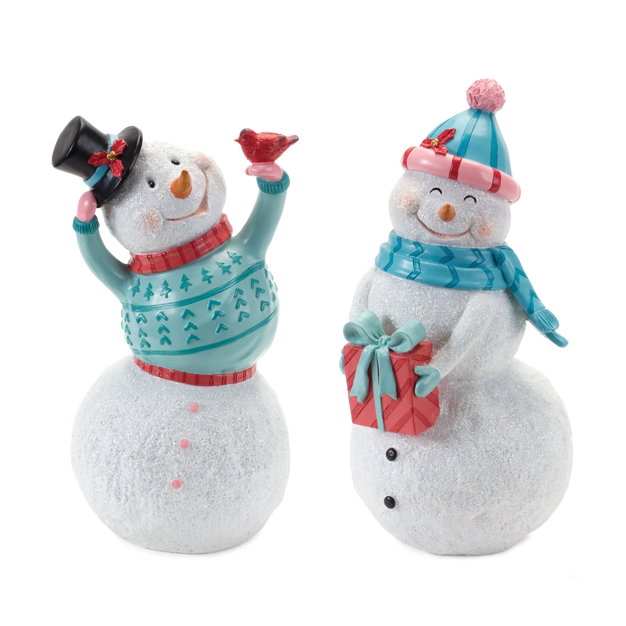 Whimsical Snowman Figurine Set of 2