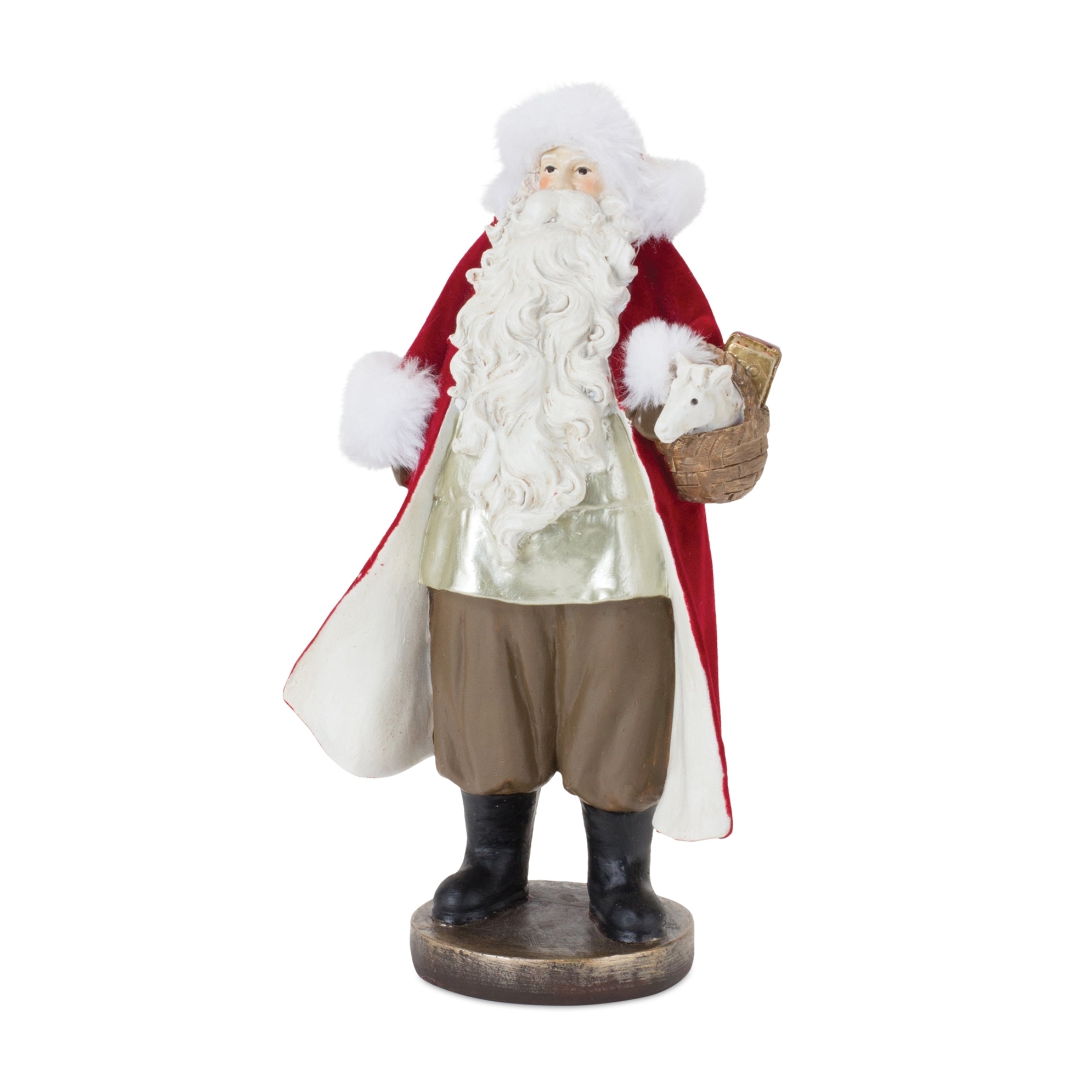 Flocked Santa Sculpture Set of 2