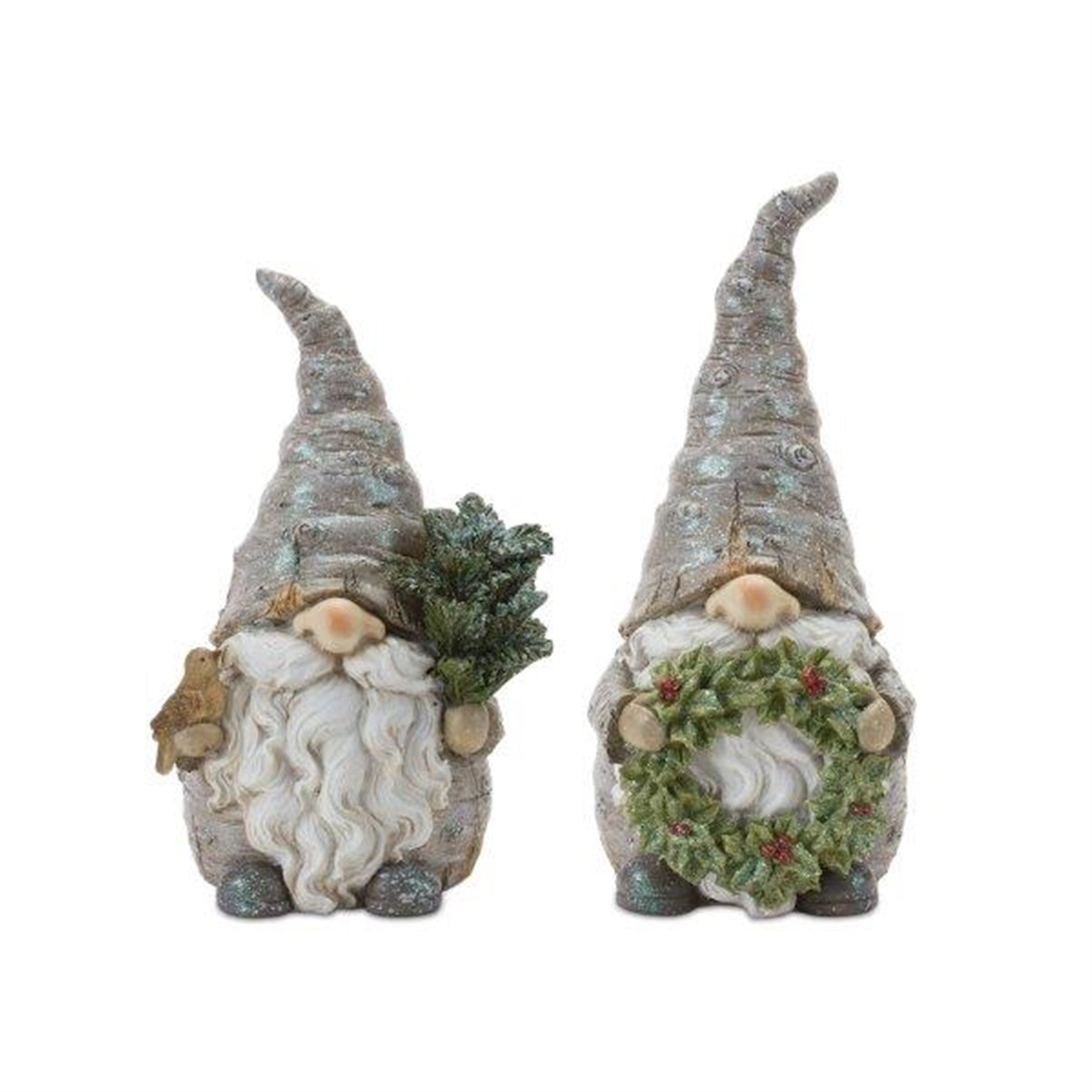 Pine Tree Trunk Gnome Sculpture Set of 2