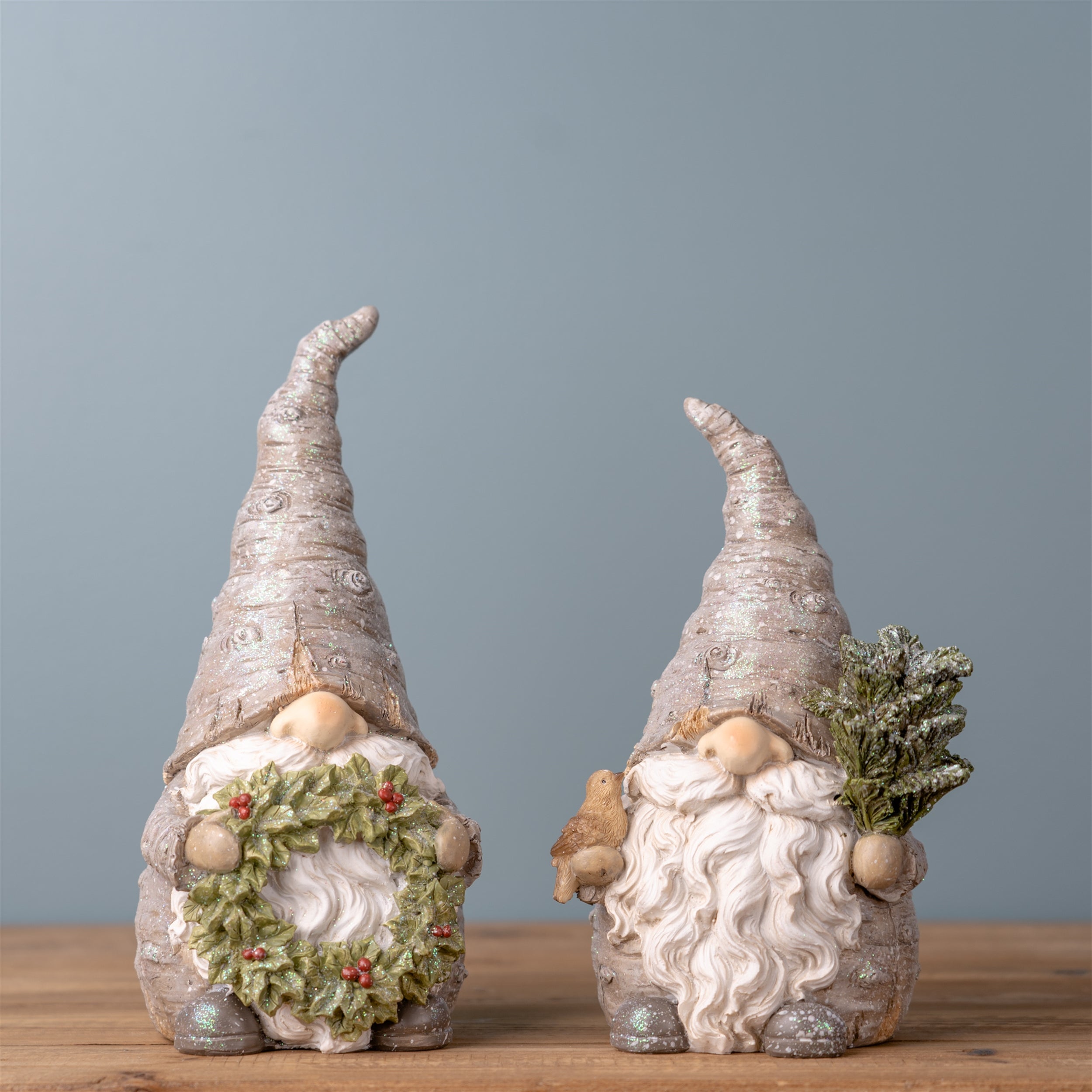 Pine Tree Trunk Gnome Sculpture Set of 2
