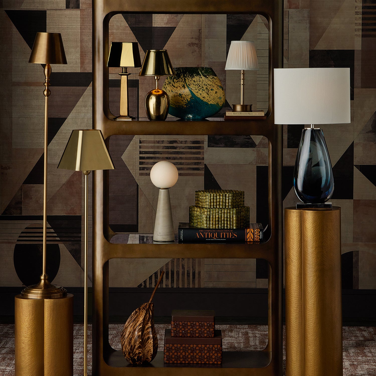 Currey & Co Viaggio Antique Brass Cordless Floor Lamp