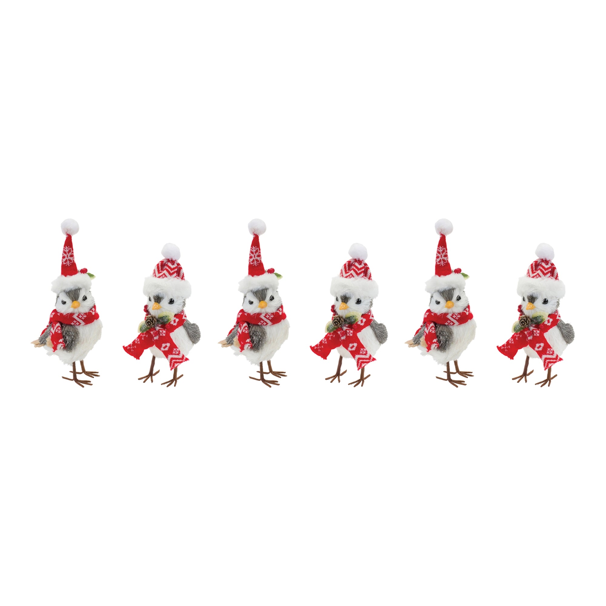 Winter Bird Sculpture Set of 6