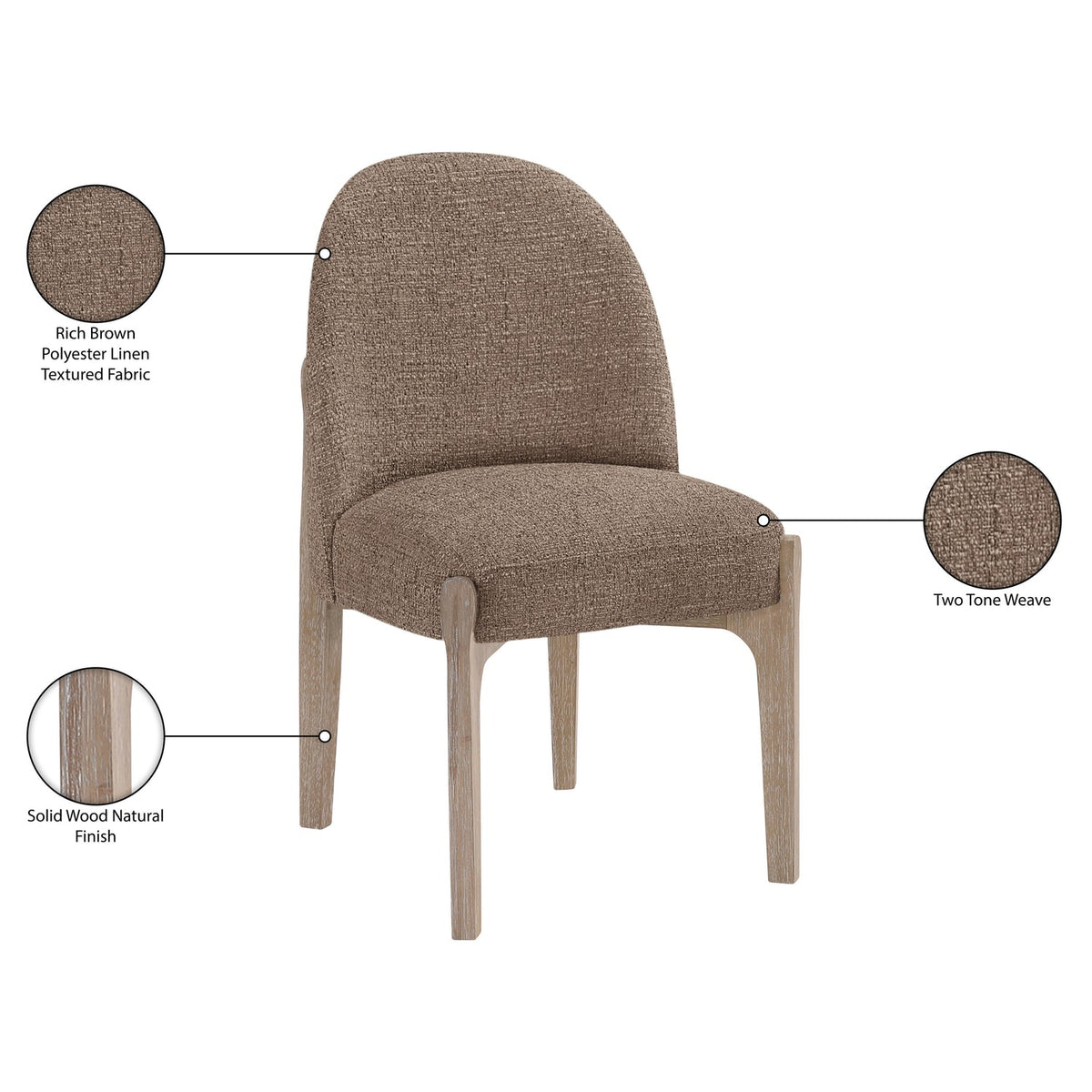 Torino Brown Fabric Upholstered Dining Chair Set of 2