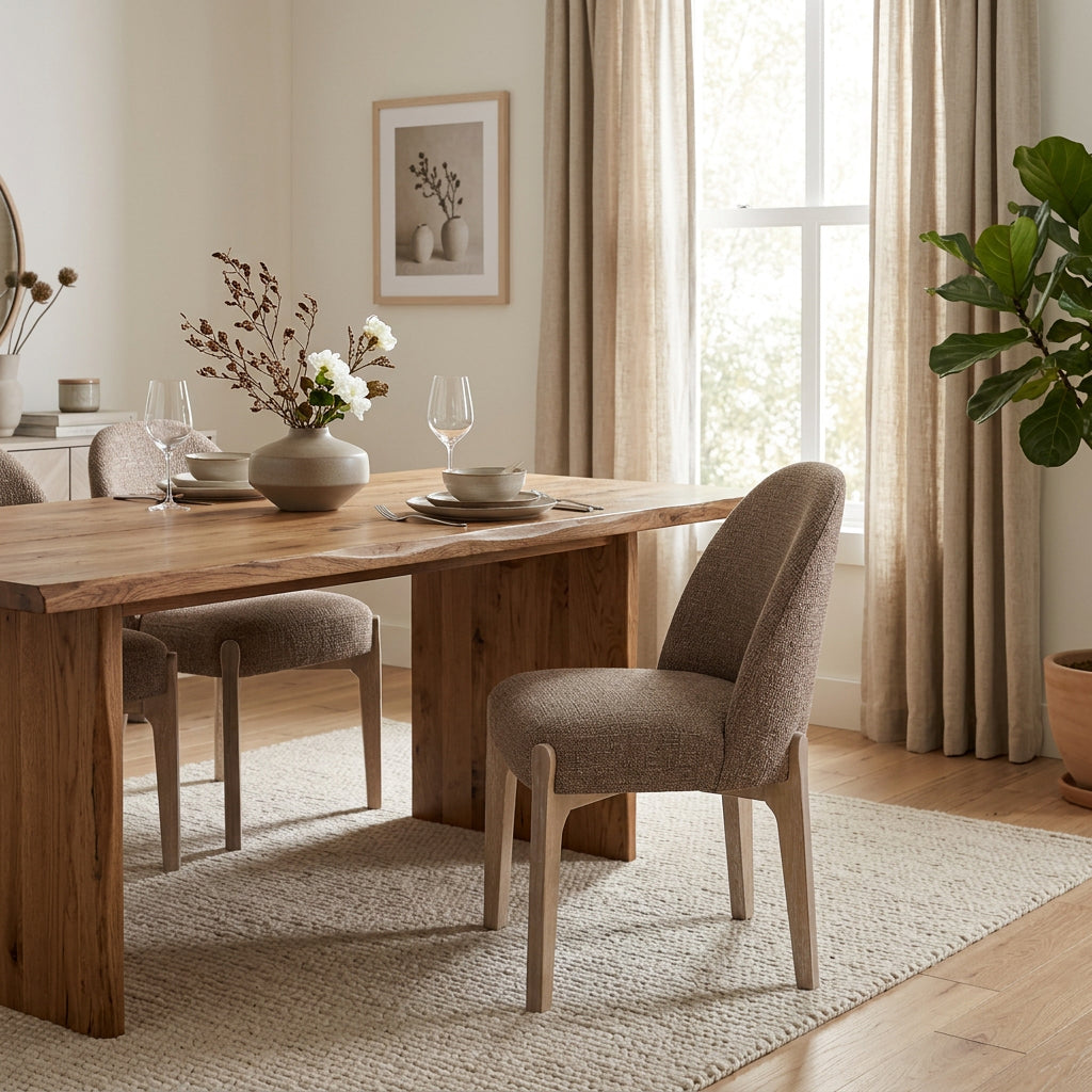 Torino Brown Fabric Upholstered Dining Chair Set of 2