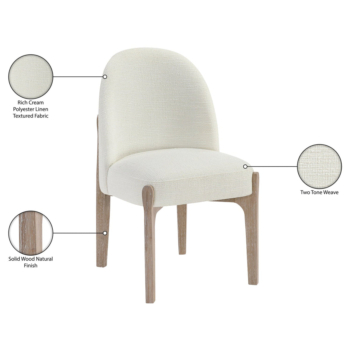 Torino Cream Fabric Upholstered Dining Chair Set of 2