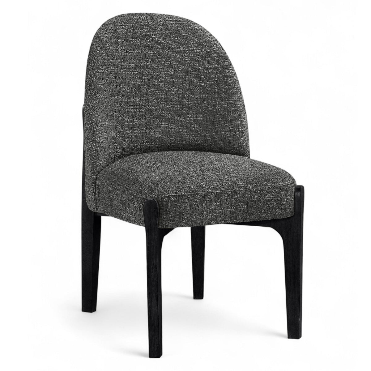 Torino Black Fabric Upholstered Dining Chair, Set of 2 in black linen-textured fabric, primary product view