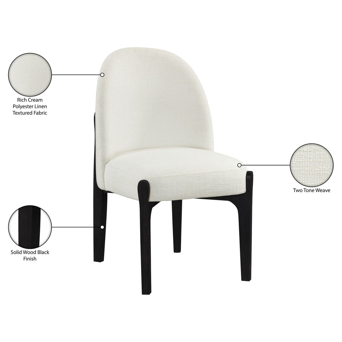 Torino Cream Fabric Upholstered Dining Chair Set of 2