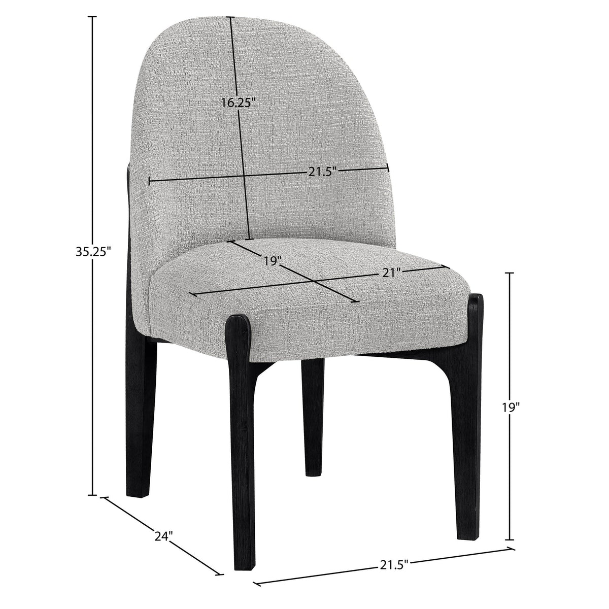 Torino Grey Fabric Upholstered Dining Chair Set of 2