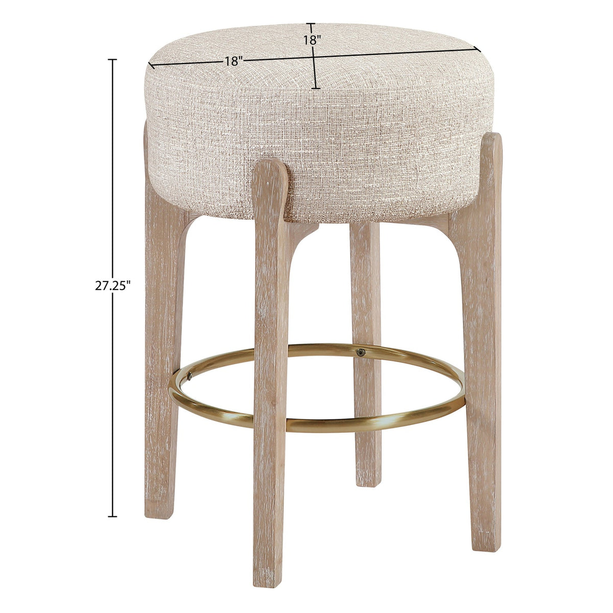 Torino Beige Fabric Upholstered Counter Stool Set of 2
