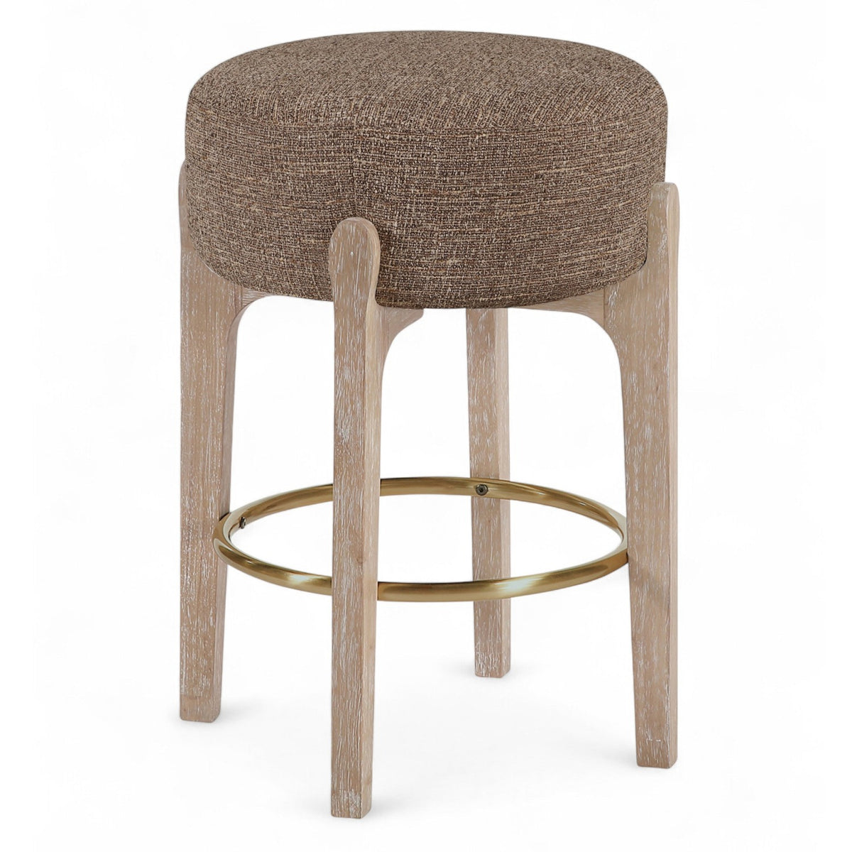 Torino Brown Fabric Upholstered Counter Stool, Set of 2 in natural finish, 18Wx18Dx27.25H, primary product view