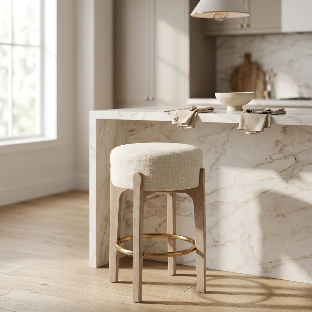 Torino Cream Fabric Upholstered Counter Stool Set of 2