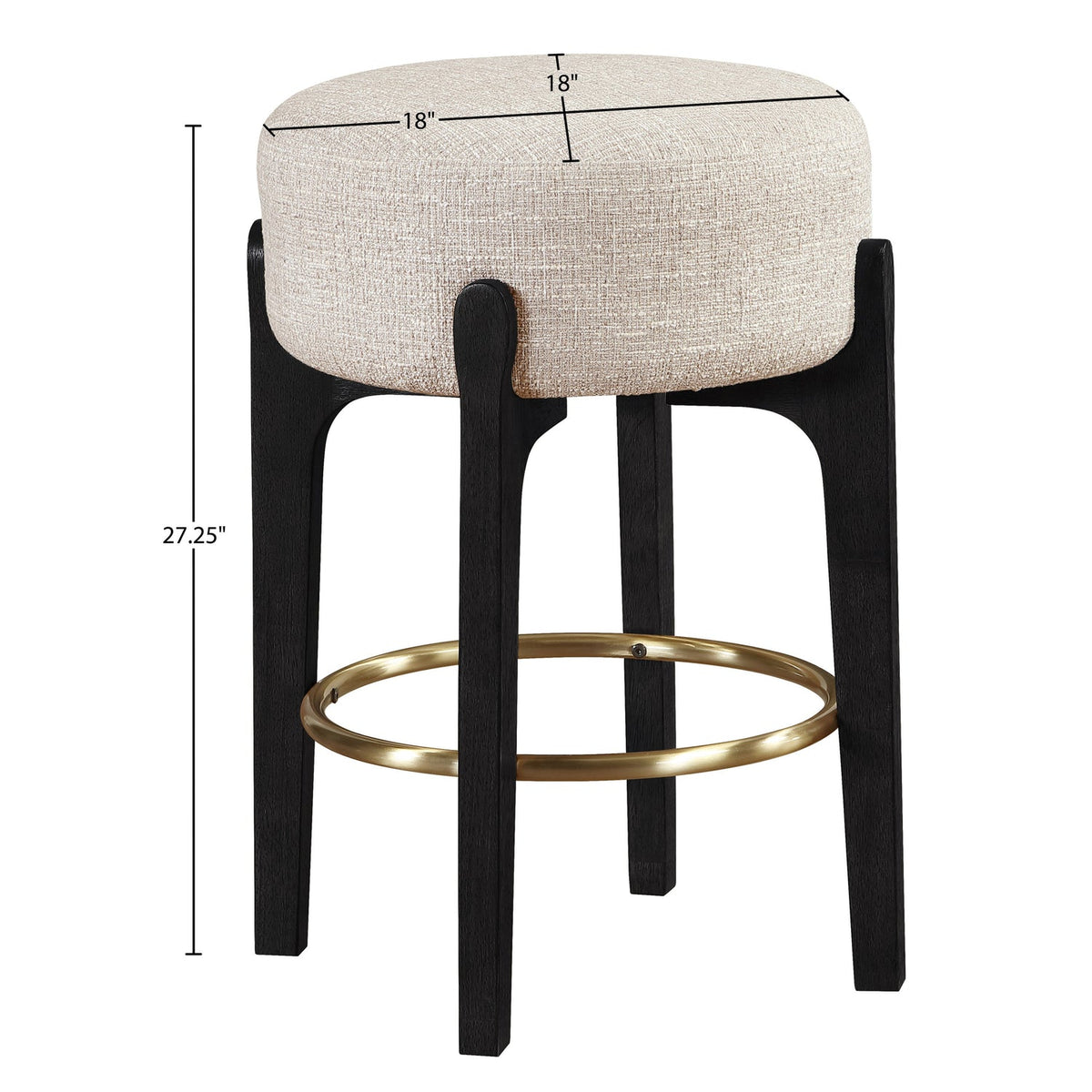 Torino Beige Fabric Upholstered Counter Stool Set of 2