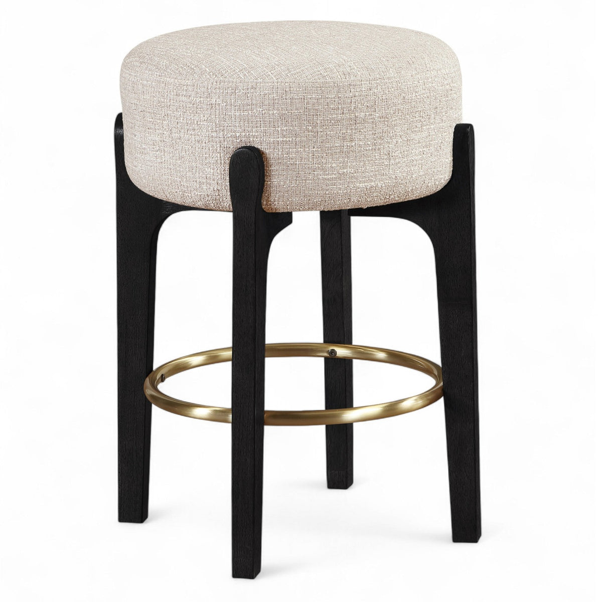 Torino Beige Fabric Upholstered Counter Stool, Set of 2 in beige linen-textured fabric, primary product view