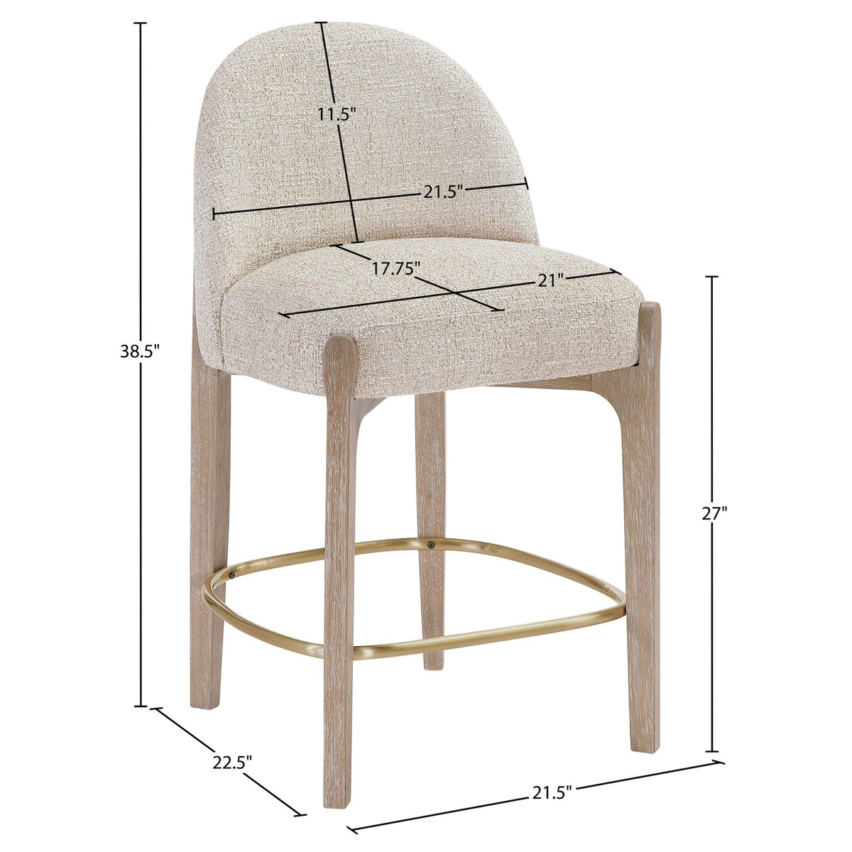 Torino Beige Fabric Upholstered Counter Stool Set of 2