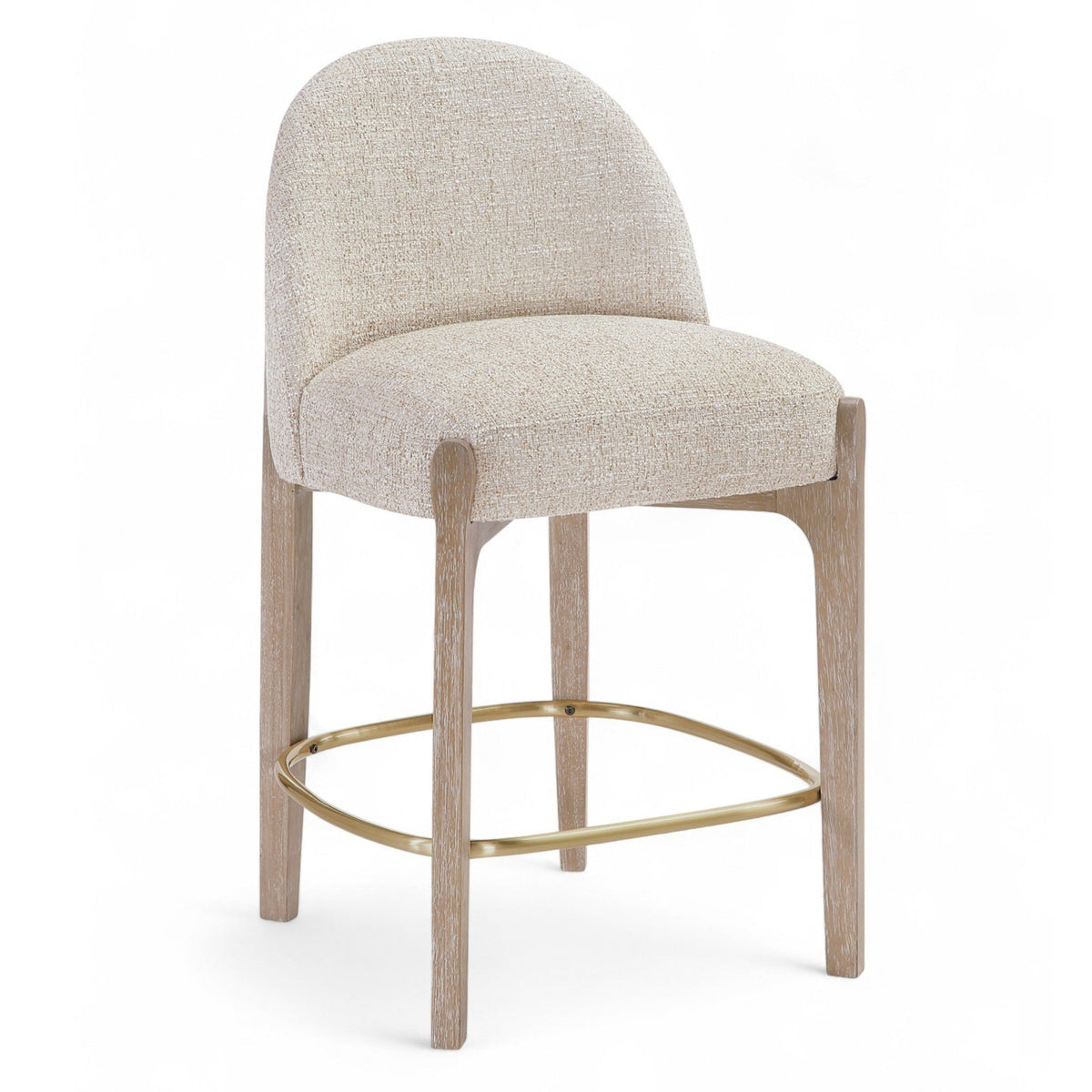Torino Beige Fabric Upholstered Counter Stool, Set of 2 in beige linen-textured fabric, primary product view