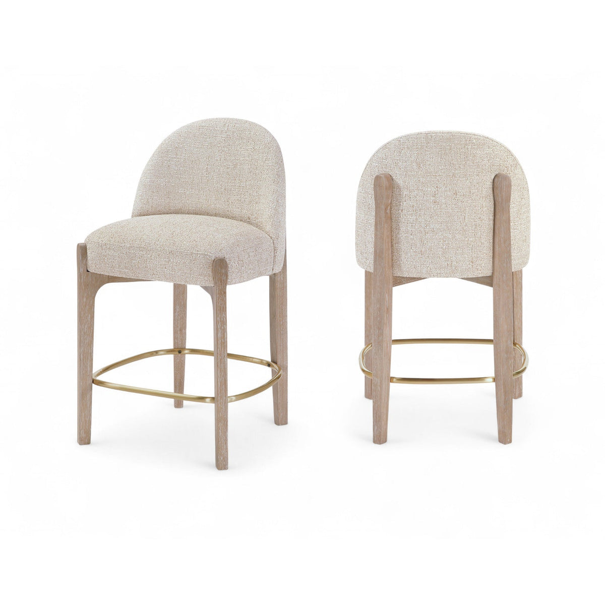 Torino Beige Fabric Upholstered Counter Stool Set of 2
