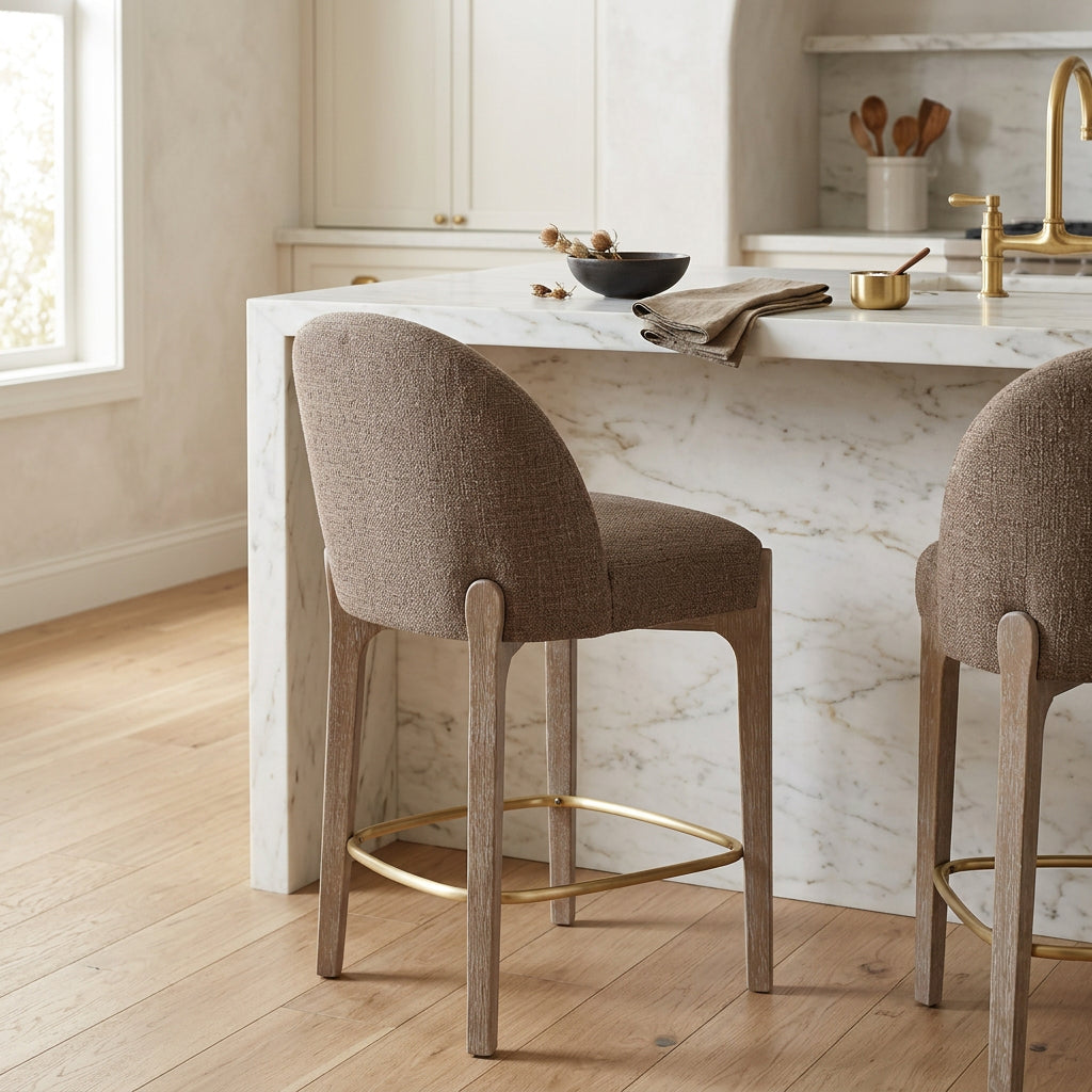 Torino Brown Fabric Upholstered Counter Stool Set of 2