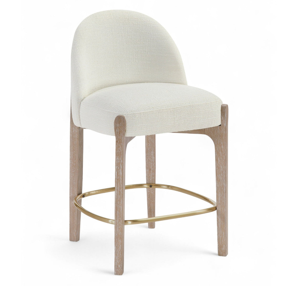 Torino Cream Fabric Upholstered Counter Stool, Set of 2 in natural finish, 21.5Wx22.5Dx38.5H, primary product view