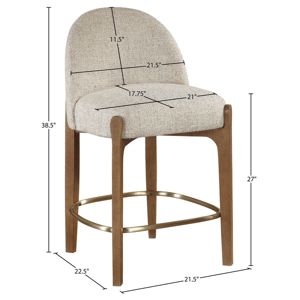 Torino Beige Fabric Upholstered Counter Stool Set of 2