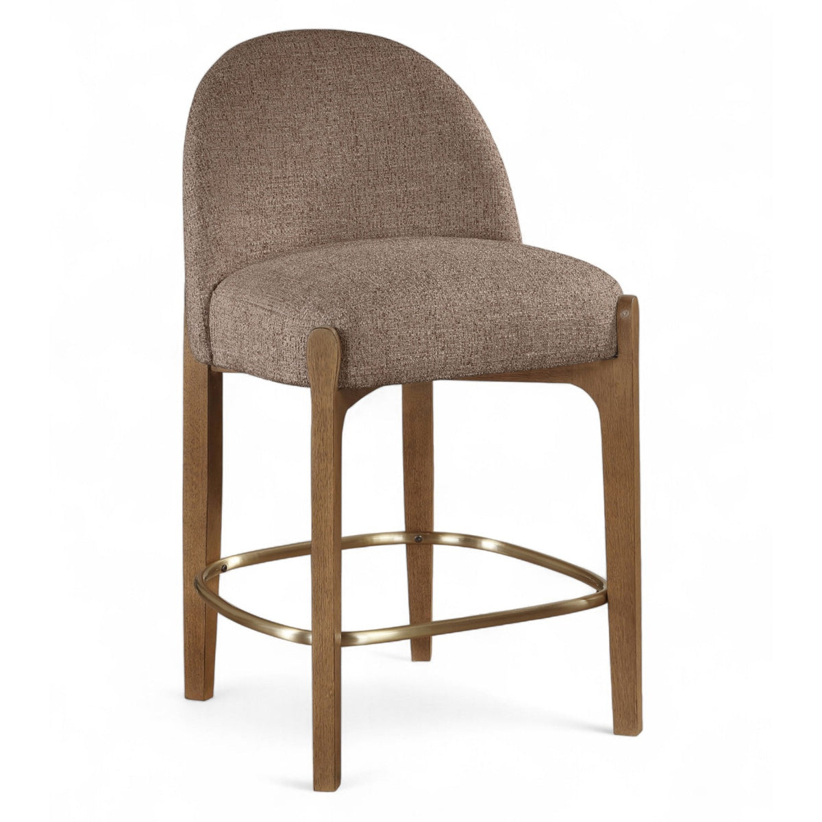 Torino Brown Fabric Upholstered Counter Stool, Set of 2 in brown walnut finish, 21.5Wx22.5Dx38.5H, primary product view