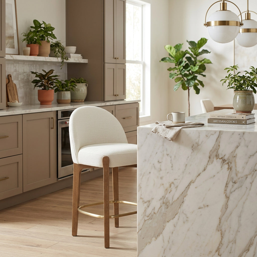 Torino Cream Fabric Upholstered Counter Stool Set of 2