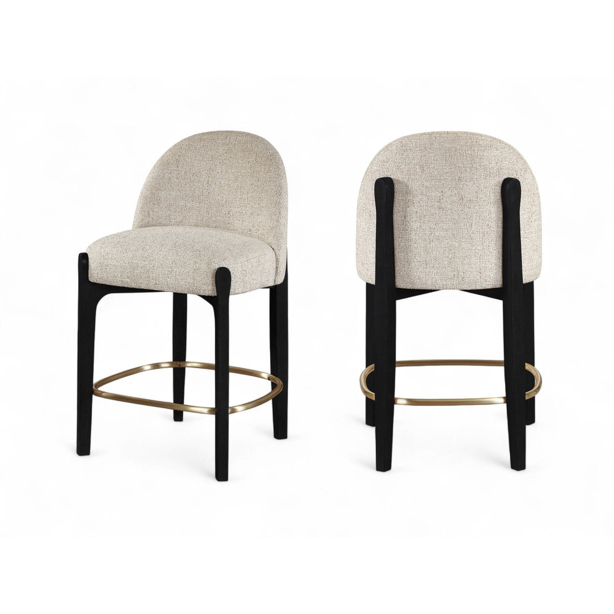 Torino Beige Fabric Upholstered Counter Stool Set of 2