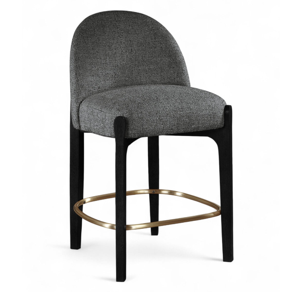 Torino Black Fabric Upholstered Counter Stool, Set of 2 in black linen-textured fabric, primary product view