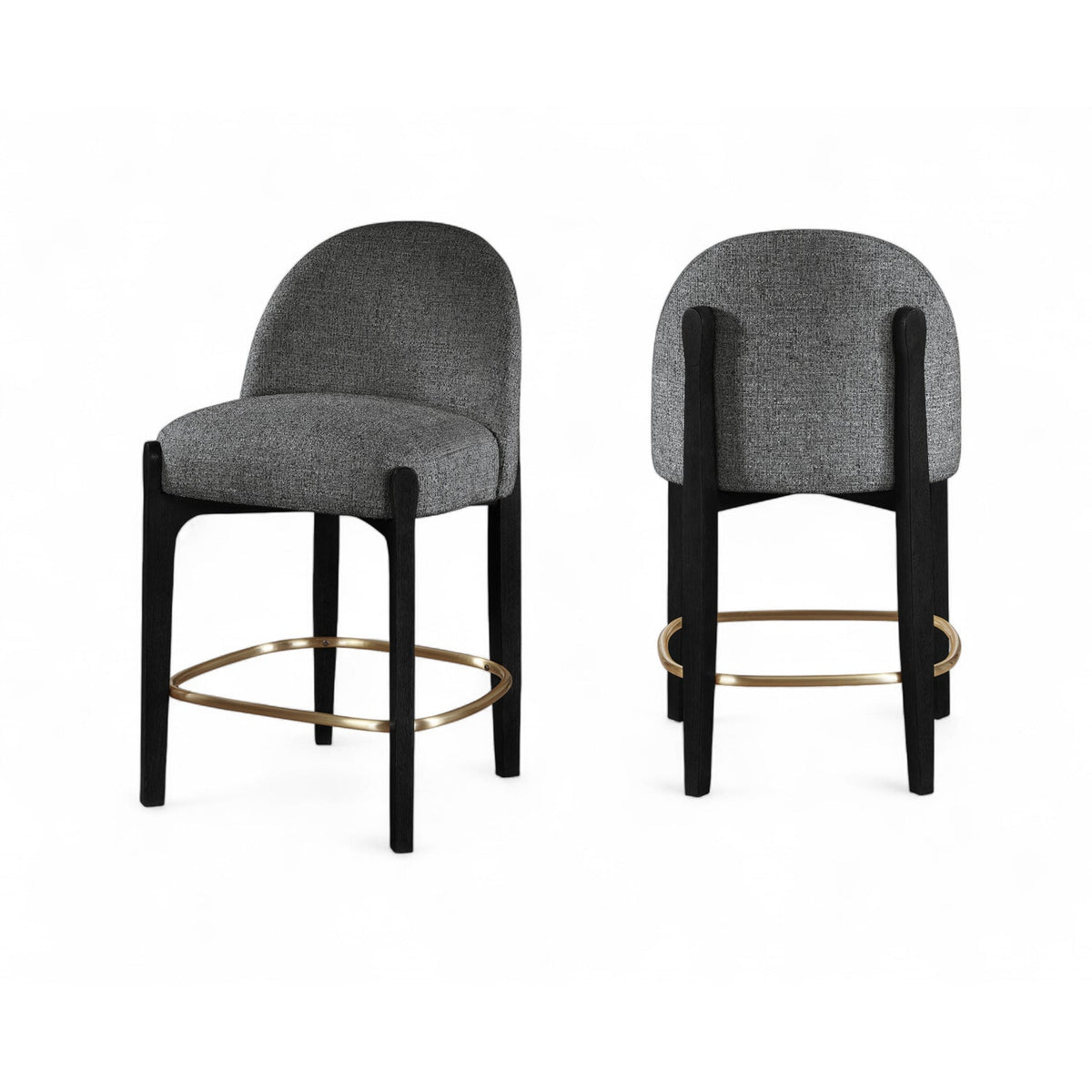 Torino Black Fabric Upholstered Counter Stool Set of 2