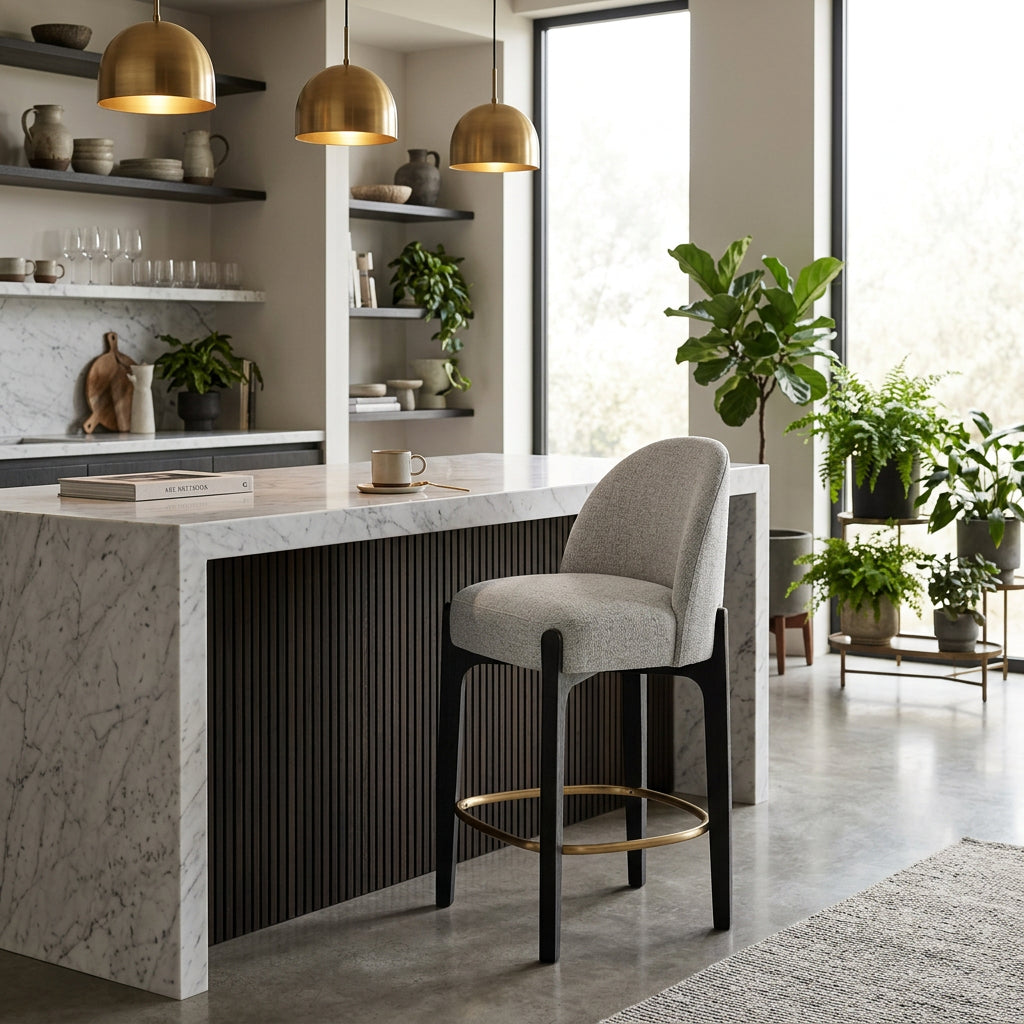 Torino Grey Fabric Upholstered Counter Stool, Set of 2 in 21.5Wx22.5Dx38.5H, primary product view