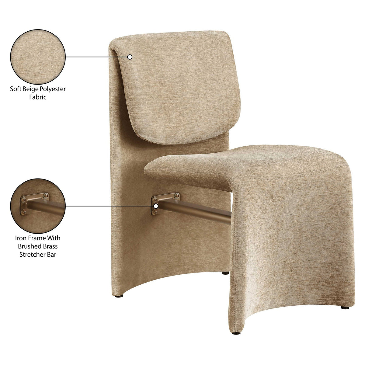 Slique Beige Performance Fabric Upholstered Dining Chair Set of 2