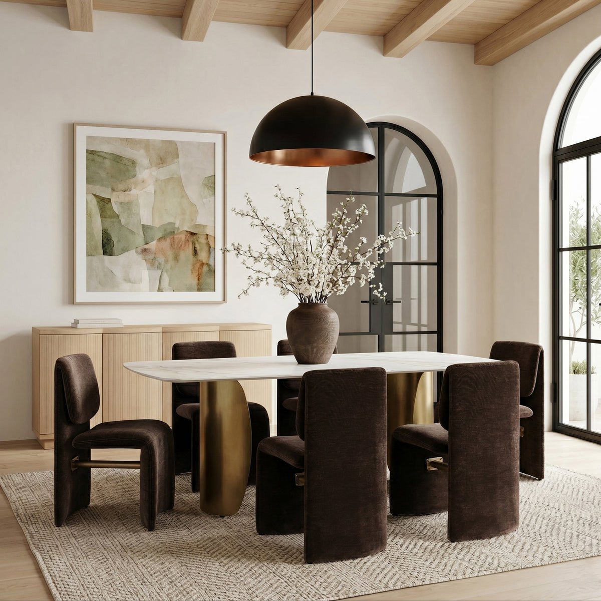 Slique Brown Performance Fabric Upholstered Dining Chair Set of 2