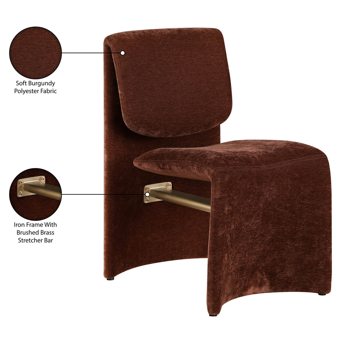 Slique Burgundy Performance Fabric Upholstered Dining Chair Set of 2