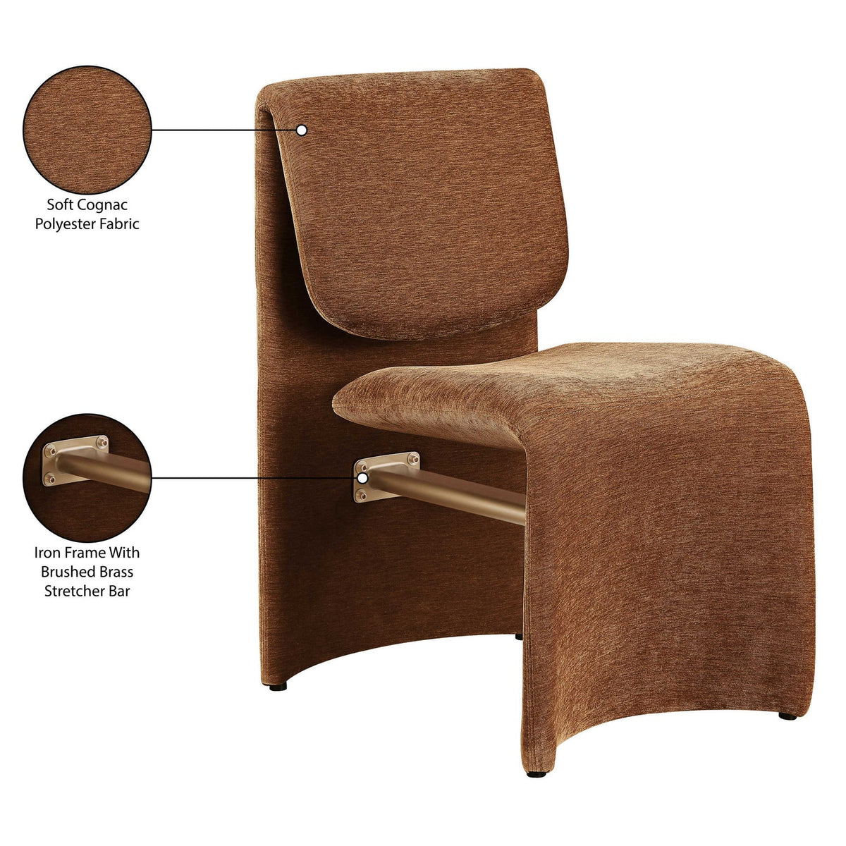Slique Cognac Performance Fabric Upholstered Dining Chair Set of 2