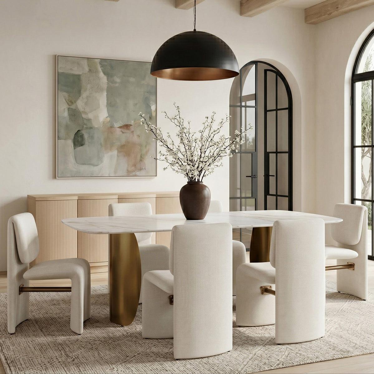 Slique Cream Performance Fabric Upholstered Dining Chair Set of 2