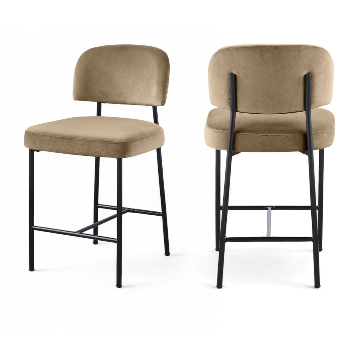 Zarelle Beige Performance Fabric Upholstered Counter Stool Set of 2