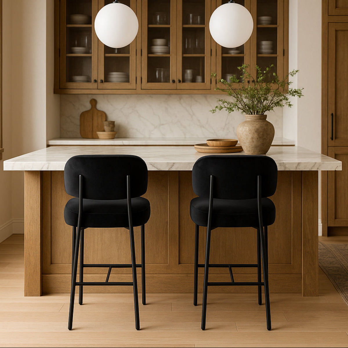 Zarelle Black Performance Fabric Upholstered Counter Stool Set of 2
