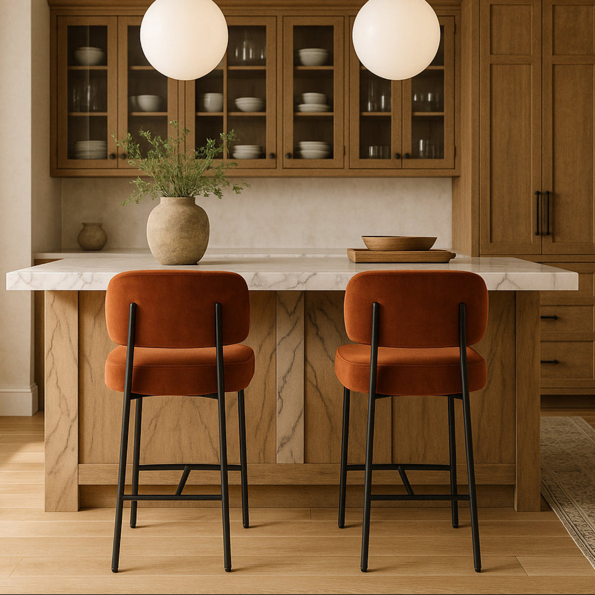 Zarelle Cognac Performance Fabric Upholstered Counter Stool Set of 2