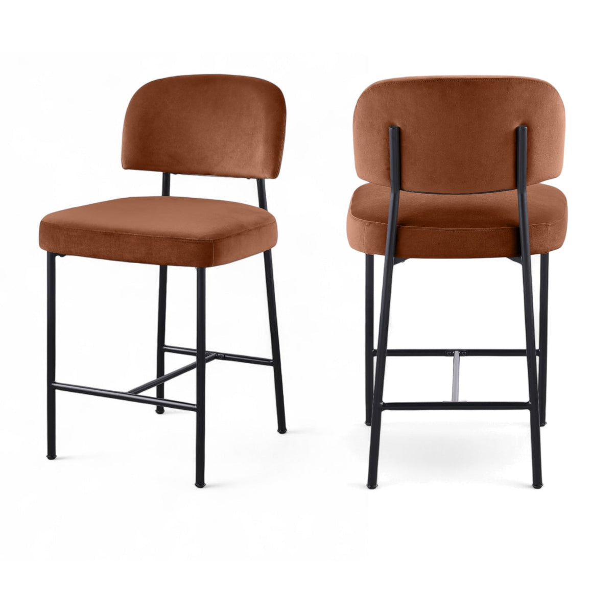 Zarelle Cognac Performance Fabric Upholstered Counter Stool Set of 2