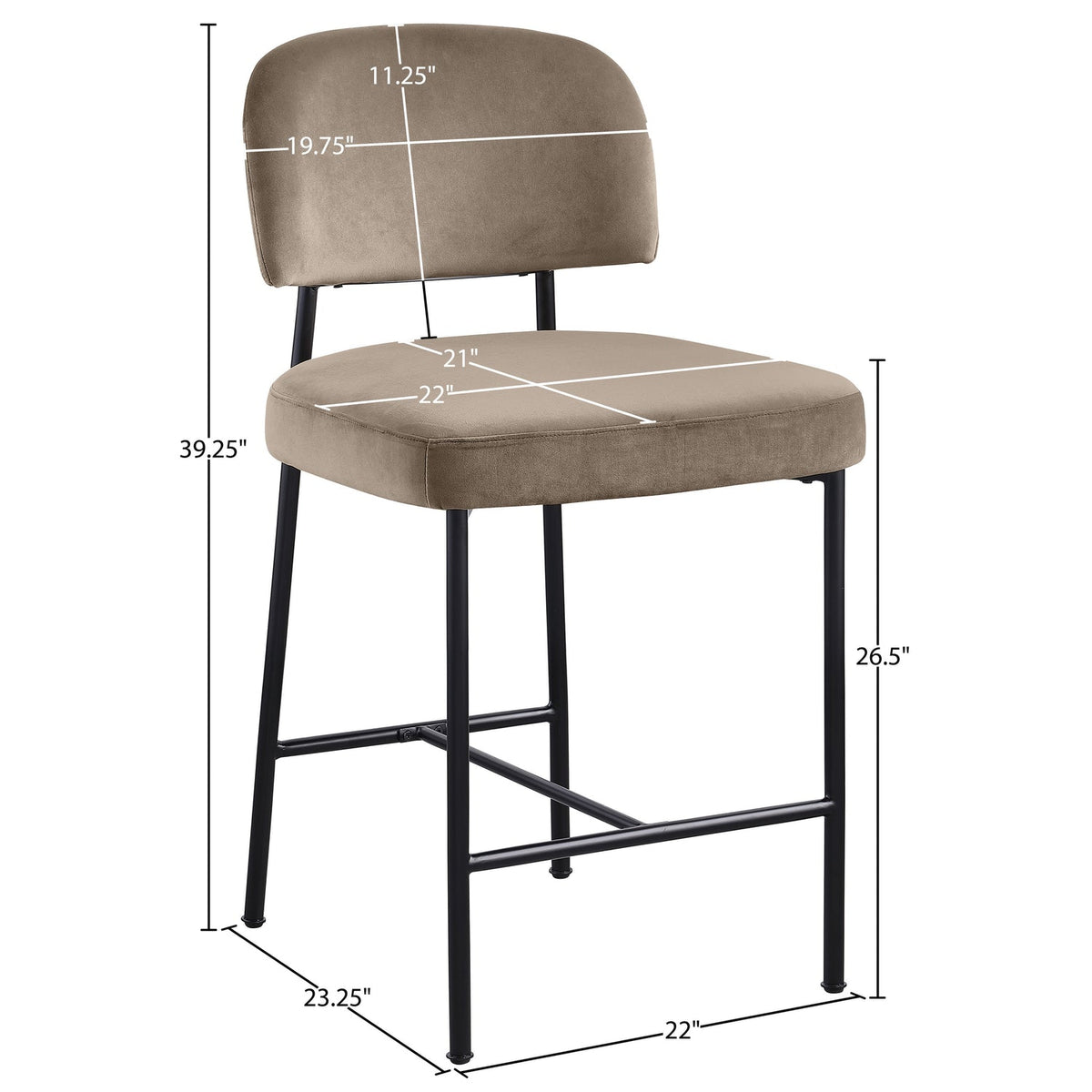Zarelle Taupe Performance Fabric Upholstered Counter Stool Set of 2