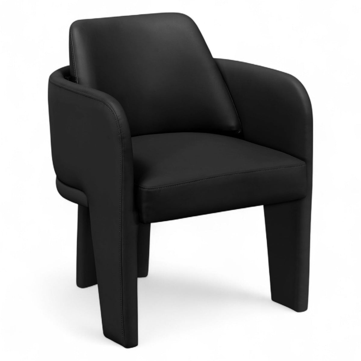 Vanda Black Vegan Leather Upholstered Dining Chair in black vegan leather, primary product view